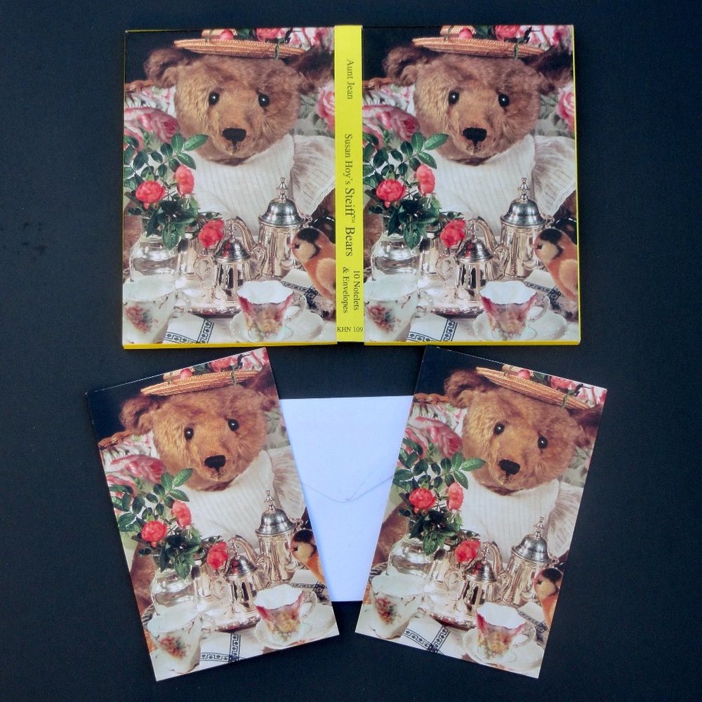 Dressed Stieff Bear Note Cards. 10. New. Blank Inside